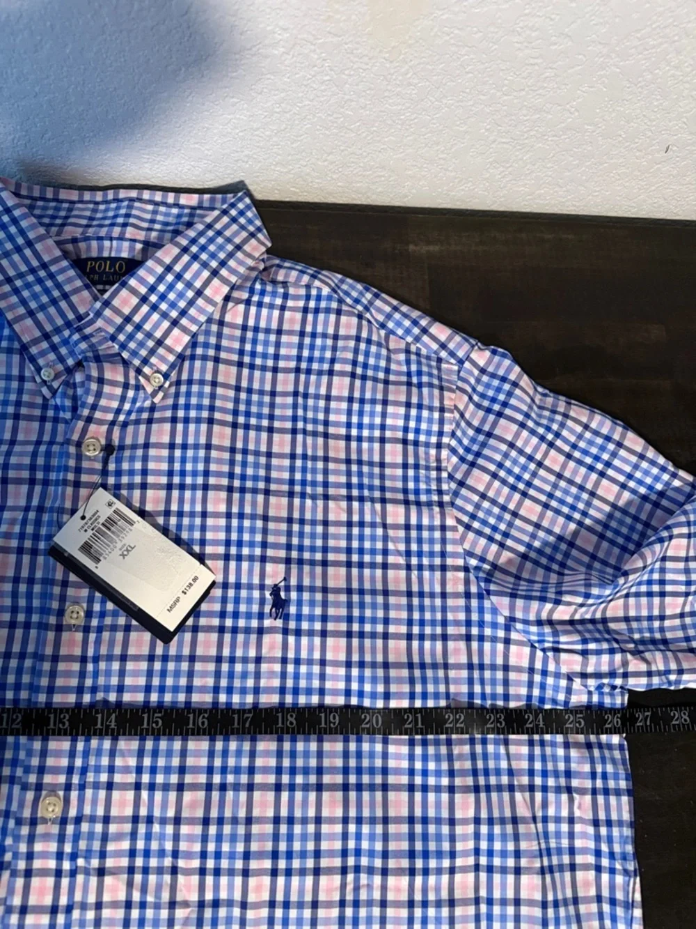 Polo Ralph Lauren Pink Blue White Plaid Classic Fit Performance Shirt Size XXL